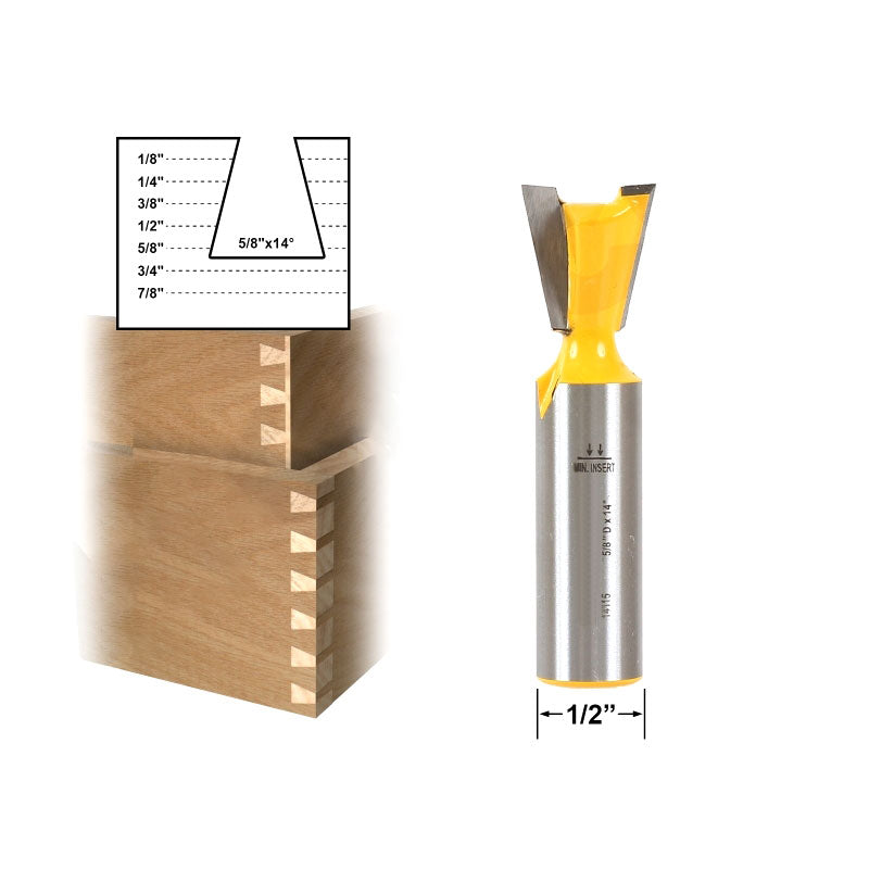 Dovetail 5/8" x 14° 1/2" Shank Router Bit