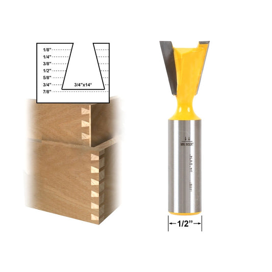 Dovetail 3/4" x 14° 1/2" Shank Router Bit