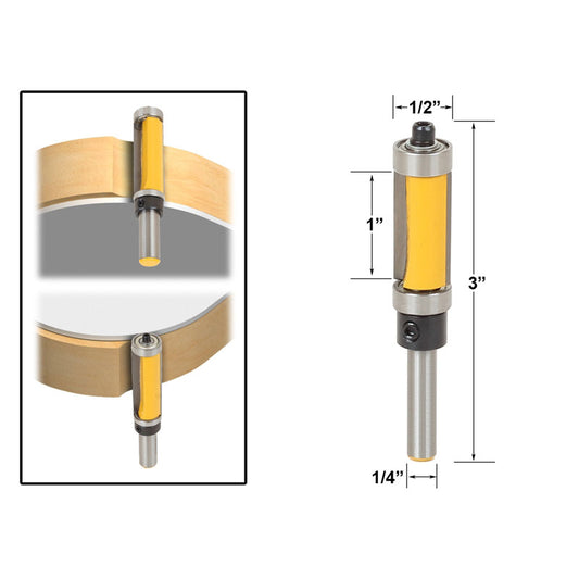 Flush Trim 1"H X 1/4" Shank Router Bit Top & Bottom Bearing