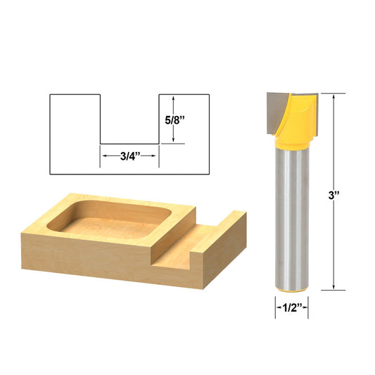 Bottom Cleaning Dado 3/4" W X 5/8" H 1/2" Shank Router Bit