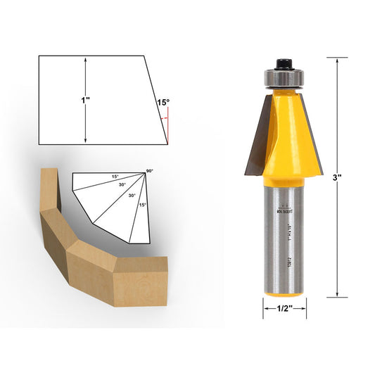 15° Chamfer & Bevel Edging 1/2" Shank Router Bit