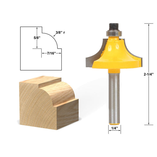 Round Over Beading Edging 3/8" Radius 1/4" Shank Router Bit for Project
