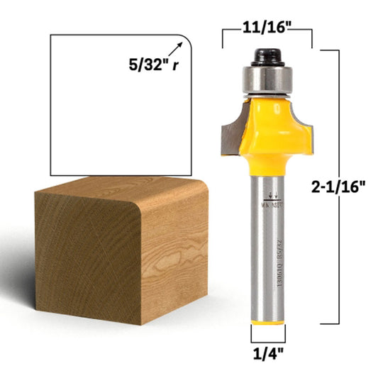 5/32" Radius Round Over Edge Forming 1/4" Shank Router Bit