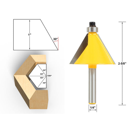 30° Chamfer & Bevel Edging 1/4" Shank Router Bit