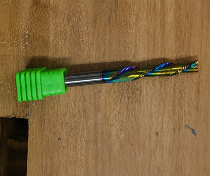 Compression Spiral Router Bit, 2" Cutting Length, 4" Overall Length, TAC Coated Carbide CNC Router Bit for Wood Carving