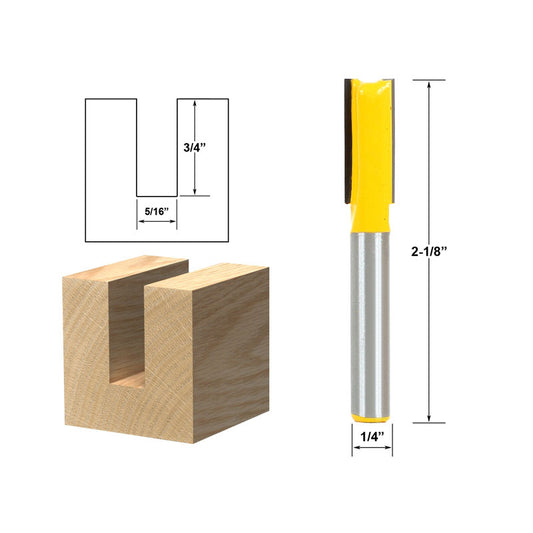 Straight/Dado 5/16"W x 3/4"H 1/4" Shank Router Bit