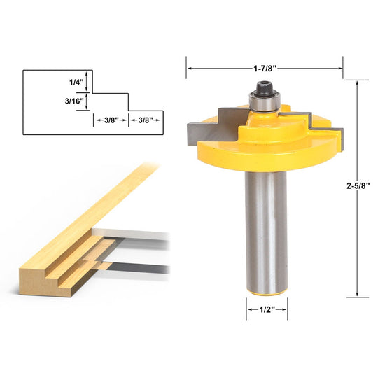 Picture Frame Router Bit Stepped Rabbet for 3/16" Glass